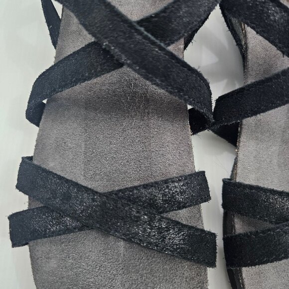 Munro Tarifa Sandal Womens 10 NARROW Black Suede Strappy Wedge Travel Casual - Picture 8 of 15